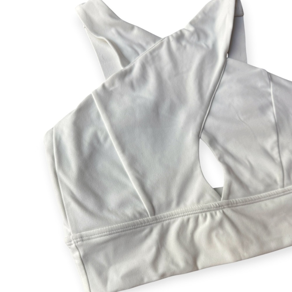 Buffbunny Collection White Wrap Front Keyhole Sports Bra Womens Small Adjustable - Picture 3 of 7